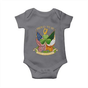 Proud To Be Irish American Baby Onesie Vintage Ireland USA Flag Shamrock Harp TS11 Charcoal Print Your Wear