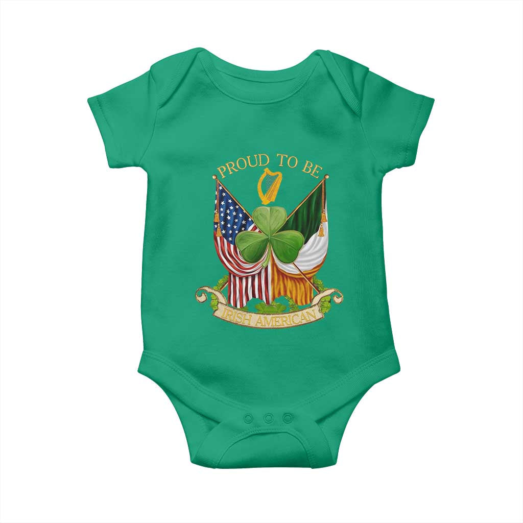 Proud To Be Irish American Baby Onesie Vintage Ireland USA Flag Shamrock Harp TS11 Irish Green Print Your Wear
