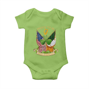 Proud To Be Irish American Baby Onesie Vintage Ireland USA Flag Shamrock Harp TS11 Lime Print Your Wear