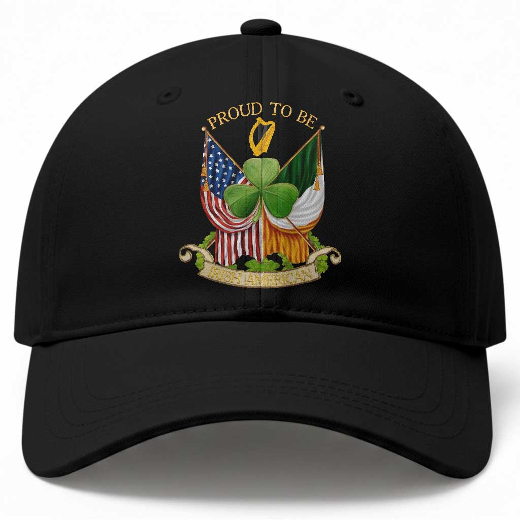 Proud To Be Irish American Baseball Cap Vintage Ireland USA Flag Shamrock Harp TS11 Print Your Wear