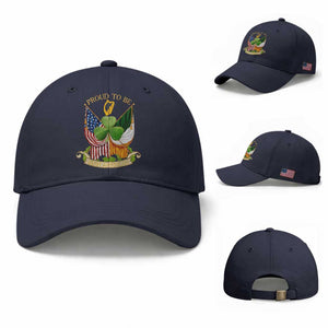 Proud To Be Irish American Baseball Cap Vintage Ireland USA Flag Shamrock Harp TS11 Baseball Cap Universal Fit Navy Print Your Wear