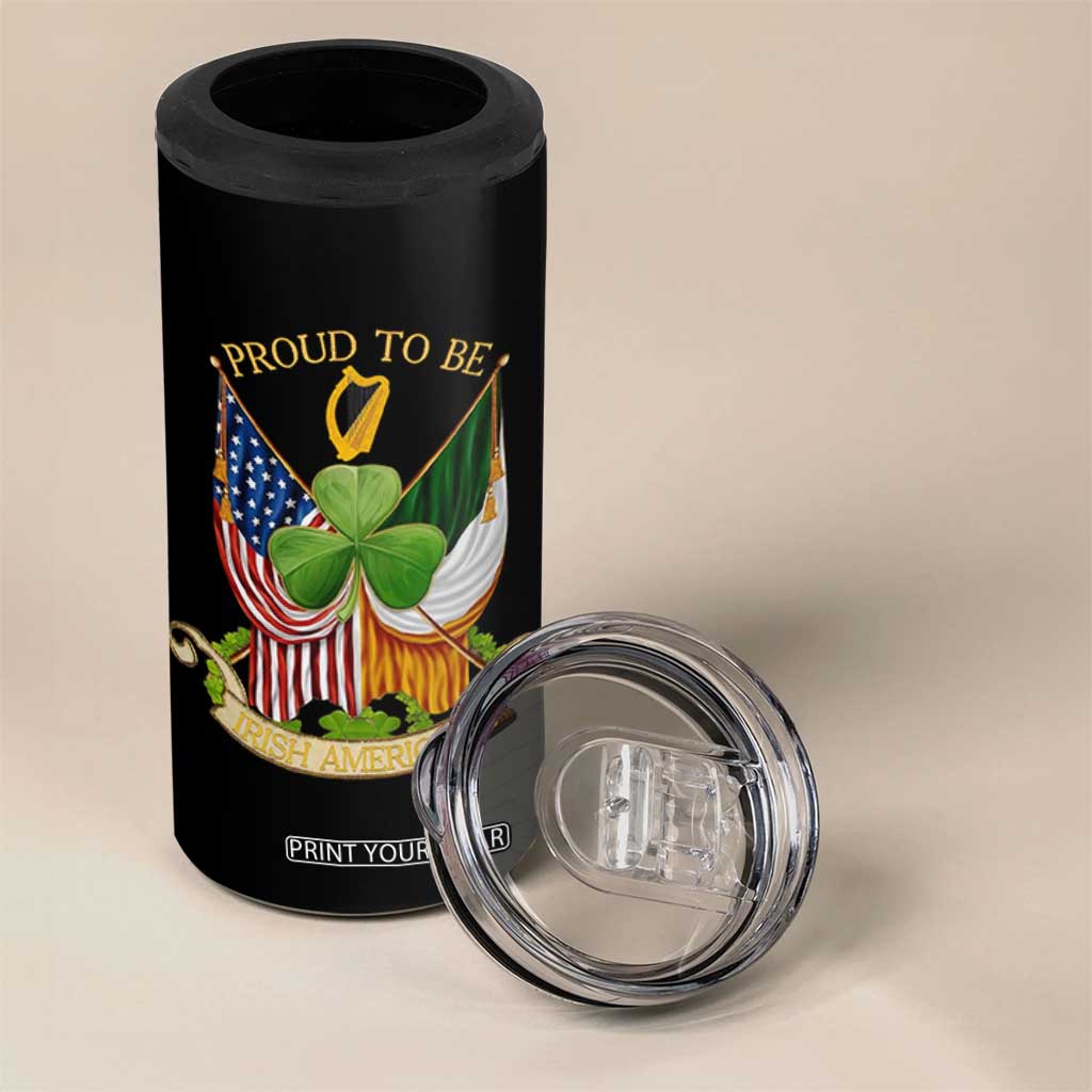 Proud To Be Irish American 4 in 1 Can Cooler Tumbler Vintage Ireland USA Flag Shamrock Harp TS11 Print Your Wear