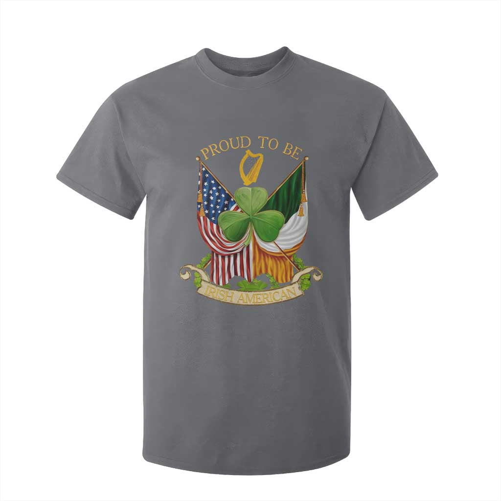 Proud To Be Irish American T Shirt For Kid Vintage Ireland USA Flag Shamrock Harp TS11 Charcoal Print Your Wear