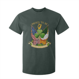 Proud To Be Irish American T Shirt For Kid Vintage Ireland USA Flag Shamrock Harp TS11 Dark Forest Green Print Your Wear