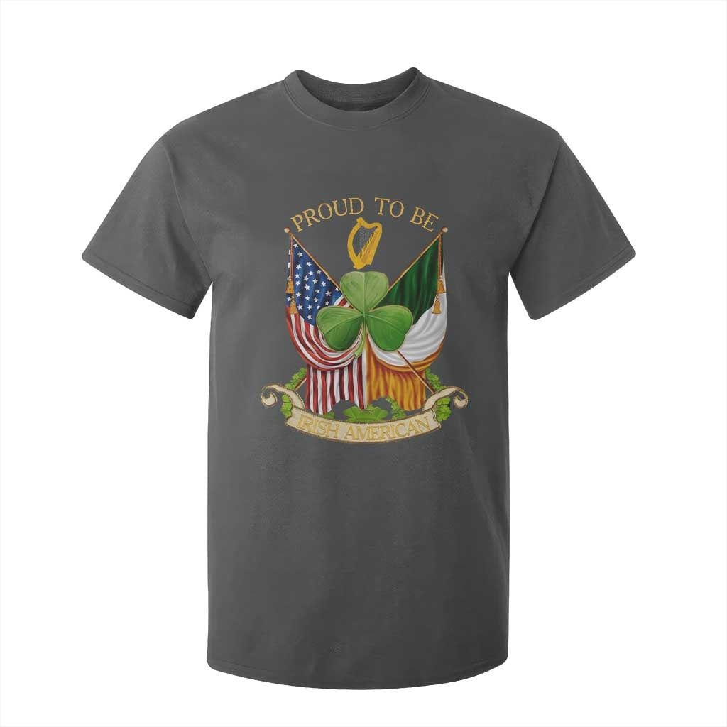Proud To Be Irish American T Shirt For Kid Vintage Ireland USA Flag Shamrock Harp TS11 Dark Heather Print Your Wear