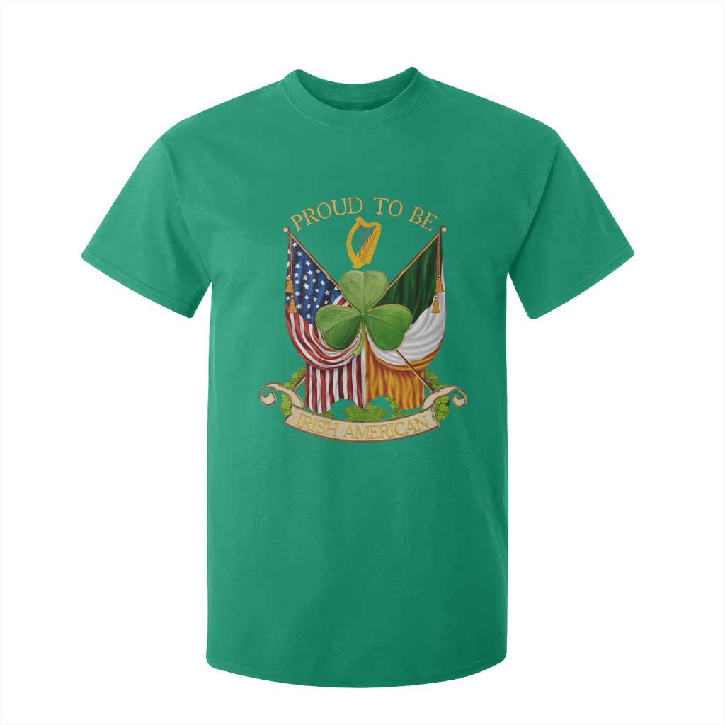 Proud To Be Irish American T Shirt For Kid Vintage Ireland USA Flag Shamrock Harp TS11 Irish Green Print Your Wear