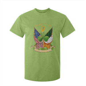 Proud To Be Irish American T Shirt For Kid Vintage Ireland USA Flag Shamrock Harp TS11 Lime Print Your Wear