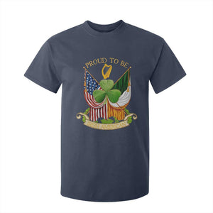 Proud To Be Irish American T Shirt For Kid Vintage Ireland USA Flag Shamrock Harp TS11 Navy Print Your Wear