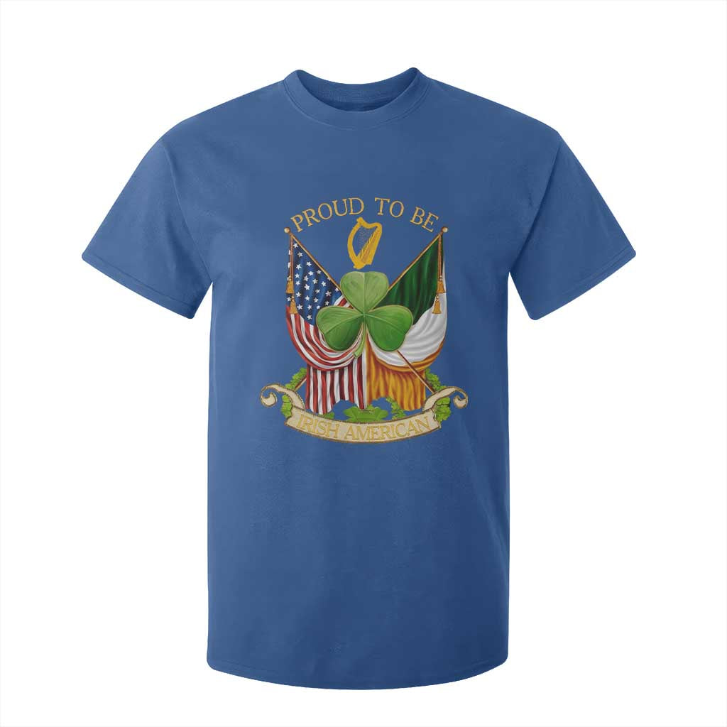 Proud To Be Irish American T Shirt For Kid Vintage Ireland USA Flag Shamrock Harp TS11 Royal Blue Print Your Wear