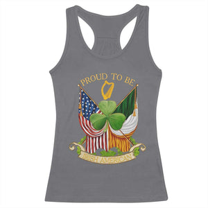 Proud To Be Irish American Racerback Tank Top Vintage Ireland USA Flag Shamrock Harp TS11 Charcoal Print Your Wear