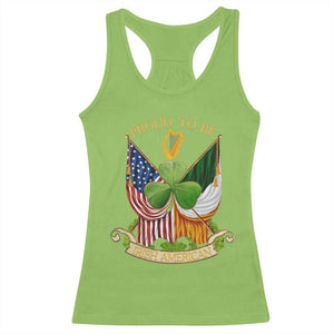 Proud To Be Irish American Racerback Tank Top Vintage Ireland USA Flag Shamrock Harp TS11 Lime Print Your Wear