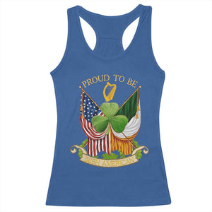 Proud To Be Irish American Racerback Tank Top Vintage Ireland USA Flag Shamrock Harp TS11 Royal Blue Print Your Wear