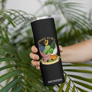 Proud To Be Irish American Skinny Tumbler Vintage Ireland USA Flag Shamrock Harp TS11 Print Your Wear