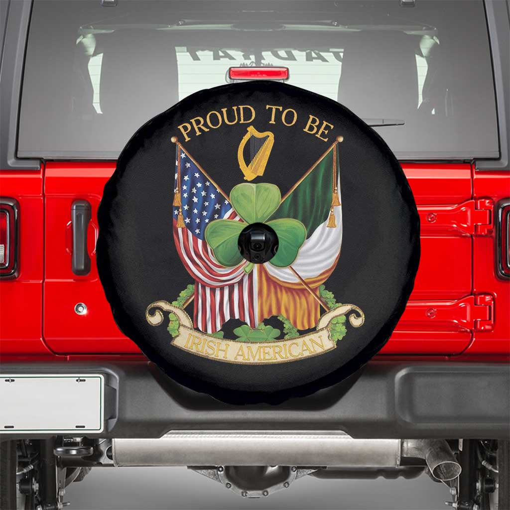 Proud To Be Irish American Spare Tire Cover Vintage Ireland USA Flag Shamrock Harp TS11 Black Print Your Wear