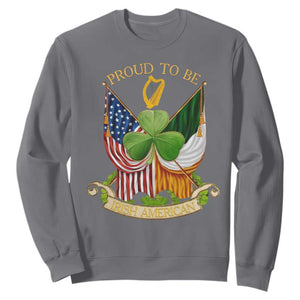 Proud To Be Irish American Sweatshirt Vintage Ireland USA Flag Shamrock Harp TS11 Charcoal Print Your Wear