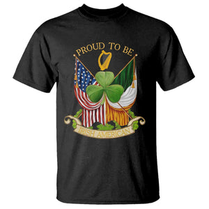 Proud To Be Irish American T Shirt Vintage Ireland USA Flag Shamrock Harp TS11 Black Print Your Wear