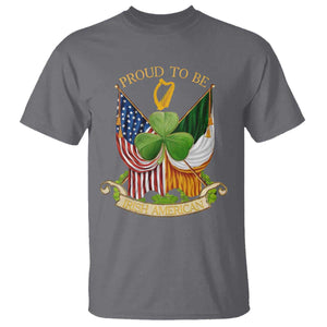 Proud To Be Irish American T Shirt Vintage Ireland USA Flag Shamrock Harp TS11 Charcoal Print Your Wear