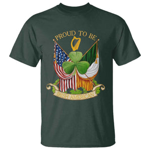 Proud To Be Irish American T Shirt Vintage Ireland USA Flag Shamrock Harp TS11 Dark Forest Green Print Your Wear