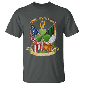 Proud To Be Irish American T Shirt Vintage Ireland USA Flag Shamrock Harp TS11 Dark Heather Print Your Wear