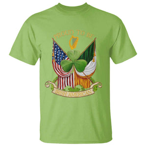 Proud To Be Irish American T Shirt Vintage Ireland USA Flag Shamrock Harp TS11 Lime Print Your Wear