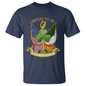 Proud To Be Irish American T Shirt Vintage Ireland USA Flag Shamrock Harp TS11 Navy Print Your Wear