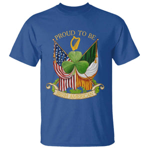 Proud To Be Irish American T Shirt Vintage Ireland USA Flag Shamrock Harp TS11 Royal Blue Print Your Wear
