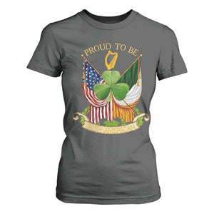 Proud To Be Irish American T Shirt For Women Vintage Ireland USA Flag Shamrock Harp TS11 Dark Heather Print Your Wear