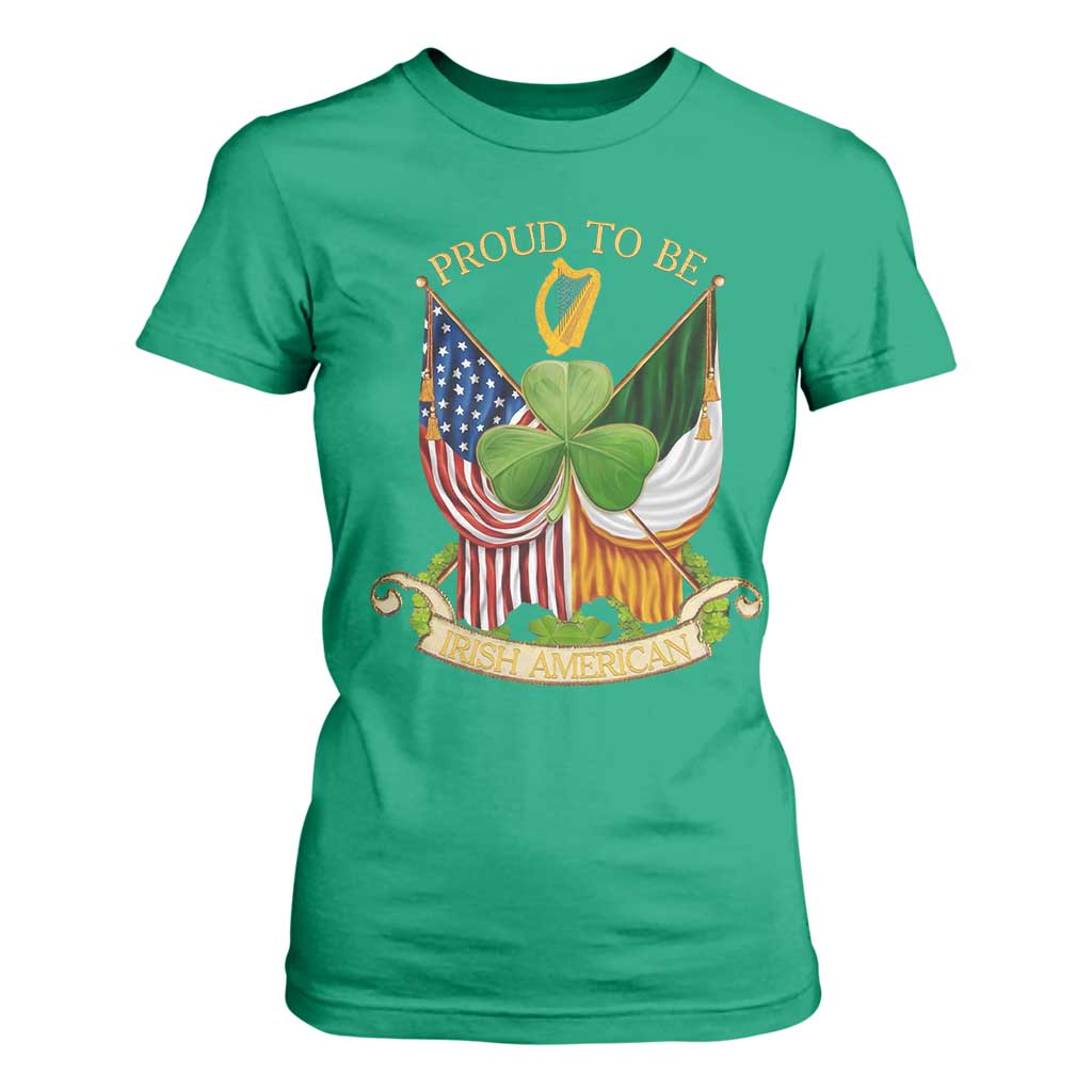 Proud To Be Irish American T Shirt For Women Vintage Ireland USA Flag Shamrock Harp TS11 Irish Green Print Your Wear