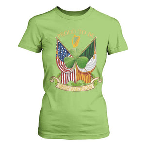 Proud To Be Irish American T Shirt For Women Vintage Ireland USA Flag Shamrock Harp TS11 Lime Print Your Wear