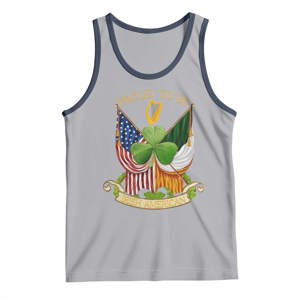 Proud To Be Irish American Tank Top Vintage Ireland USA Flag Shamrock Harp TS11 Athletic Heather Navy Print Your Wear