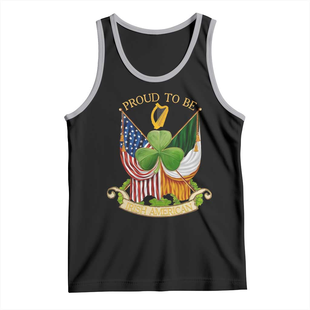 Proud To Be Irish American Tank Top Vintage Ireland USA Flag Shamrock Harp TS11 Black Athletic Heather Print Your Wear