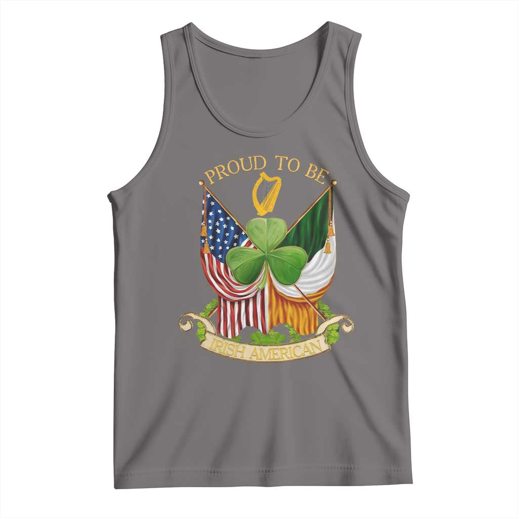 Proud To Be Irish American Tank Top Vintage Ireland USA Flag Shamrock Harp TS11 Deep Heather Print Your Wear