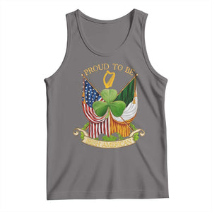 Proud To Be Irish American Tank Top Vintage Ireland USA Flag Shamrock Harp TS11 Deep Heather Print Your Wear
