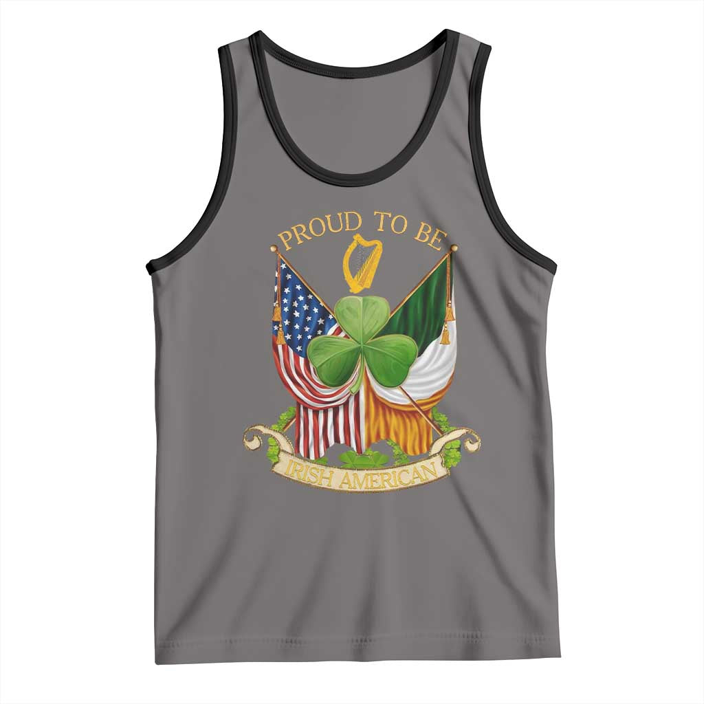 Proud To Be Irish American Tank Top Vintage Ireland USA Flag Shamrock Harp TS11 Deep Heather Black Print Your Wear