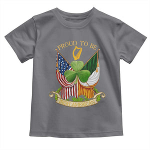 Proud To Be Irish American Toddler T Shirt Vintage Ireland USA Flag Shamrock Harp TS11 Charcoal Print Your Wear