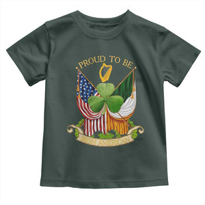 Proud To Be Irish American Toddler T Shirt Vintage Ireland USA Flag Shamrock Harp TS11 Dark Forest Green Print Your Wear