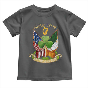 Proud To Be Irish American Toddler T Shirt Vintage Ireland USA Flag Shamrock Harp TS11 Dark Heather Print Your Wear