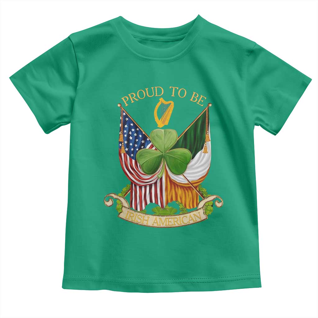 Proud To Be Irish American Toddler T Shirt Vintage Ireland USA Flag Shamrock Harp TS11 Irish Green Print Your Wear