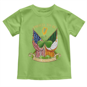 Proud To Be Irish American Toddler T Shirt Vintage Ireland USA Flag Shamrock Harp TS11 Lime Print Your Wear