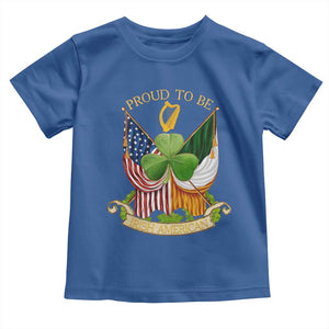 Proud To Be Irish American Toddler T Shirt Vintage Ireland USA Flag Shamrock Harp TS11 Royal Blue Print Your Wear