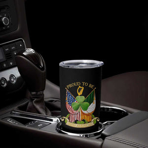 Proud To Be Irish American Tumbler Cup Vintage Ireland USA Flag Shamrock Harp TS11 Print Your Wear