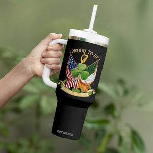 Proud To Be Irish American Tumbler With Handle Vintage Ireland USA Flag Shamrock Harp TS11 Print Your Wear