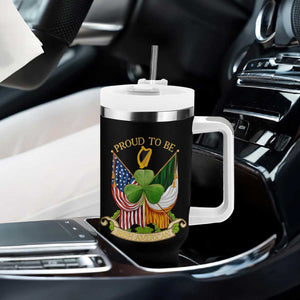 Proud To Be Irish American Tumbler With Handle Vintage Ireland USA Flag Shamrock Harp TS11 Print Your Wear