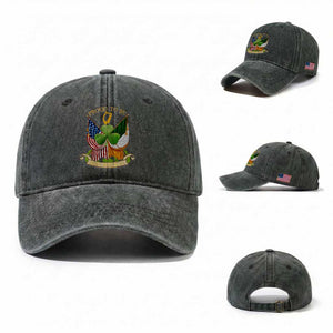 Proud To Be Irish American Washed Cotton Baseball Cap Vintage Ireland USA Flag Shamrock Harp TS11 Washed Cap Universal Fit Dark Green Print Your Wear