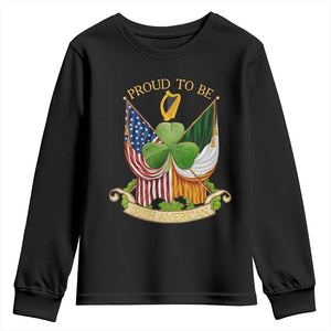 Proud To Be Irish American Youth Sweatshirt Vintage Ireland USA Flag Shamrock Harp TS11 Black Print Your Wear