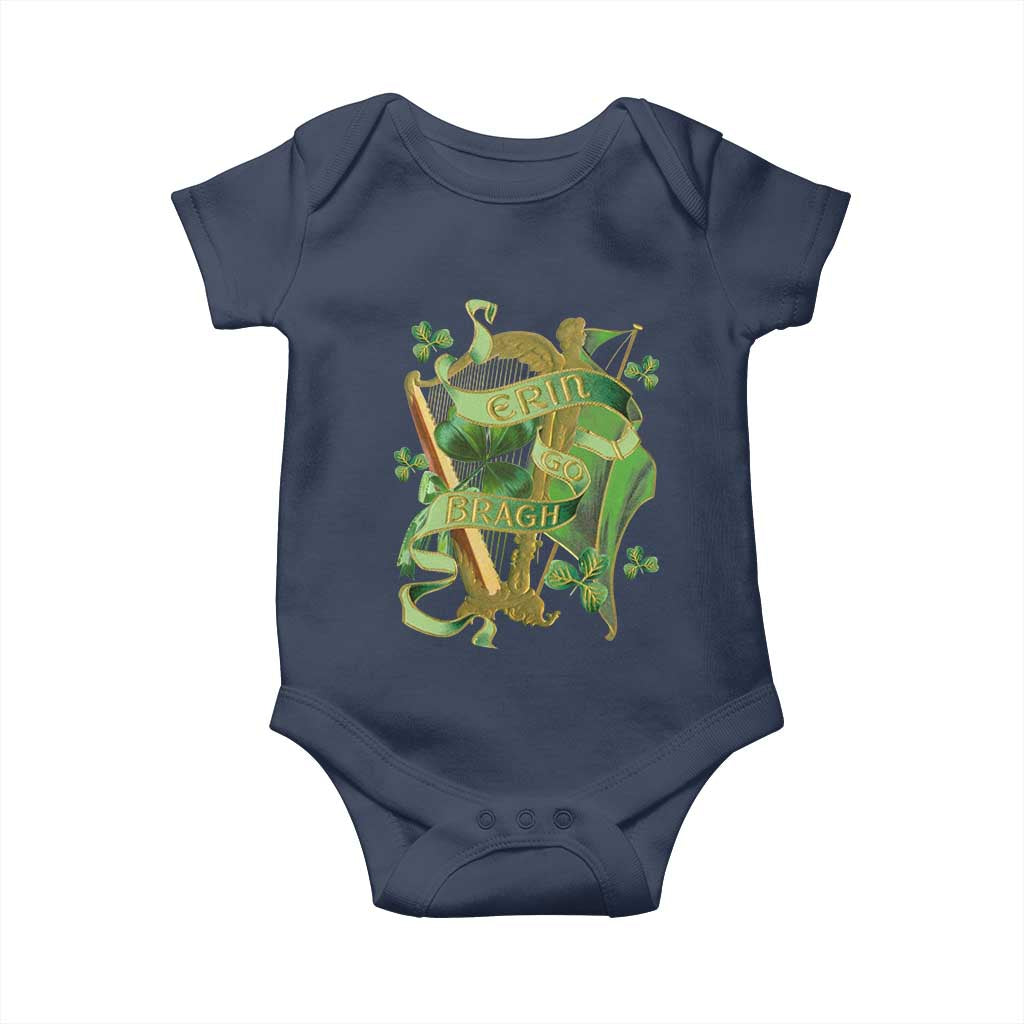 Irish Pride Baby Onesie Erin Go Bragh Harp Shamrock St Patrick's Day TS11 Navy Print Your Wear