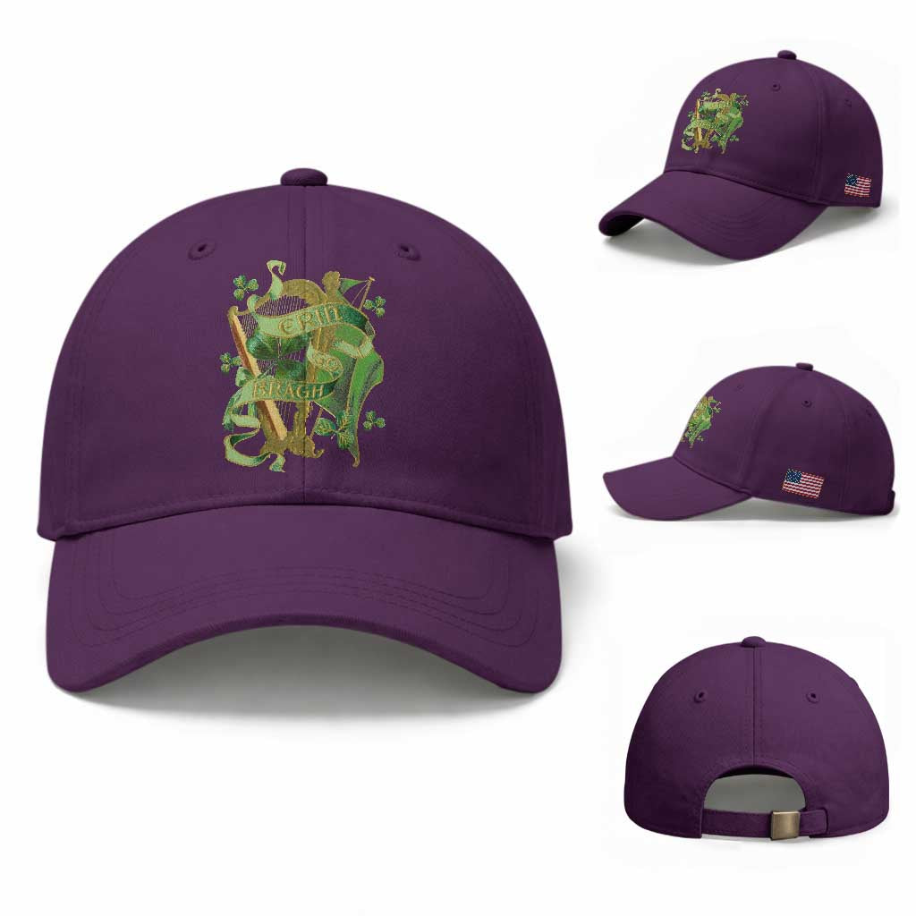Irish Pride Baseball Cap Erin Go Bragh Harp Shamrock St Patrick's Day TS11 Baseball Cap Universal Fit Purple Print Your Wear