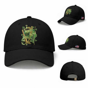 Irish Pride Baseball Cap Erin Go Bragh Harp Shamrock St Patrick's Day TS11 Baseball Cap Universal Fit Black Print Your Wear
