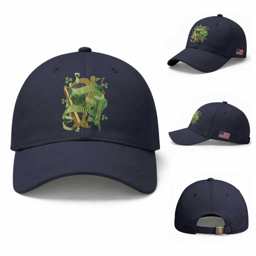 Irish Pride Baseball Cap Erin Go Bragh Harp Shamrock St Patrick's Day TS11 Baseball Cap Universal Fit Navy Print Your Wear