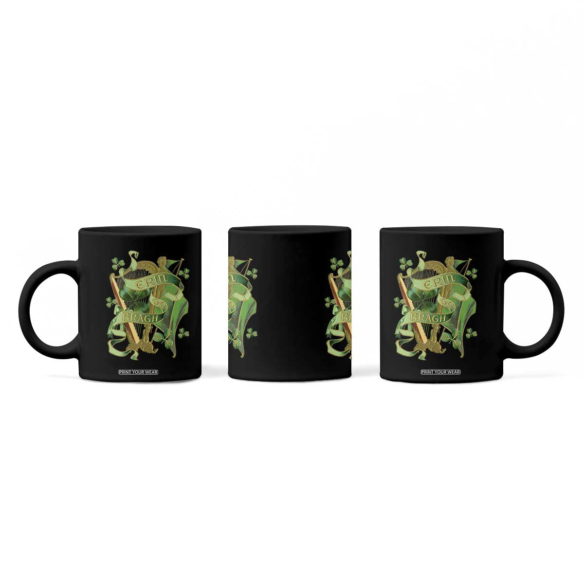 Irish Pride Coffee Mug Erin Go Bragh Harp Shamrock St Patrick's Day TS11 Print Your Wear